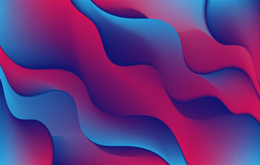 Abstract holographic blue and purple liquid wave shapes banner. modern wallpaper design for presentation, home decoration. glowing retro waves vector background