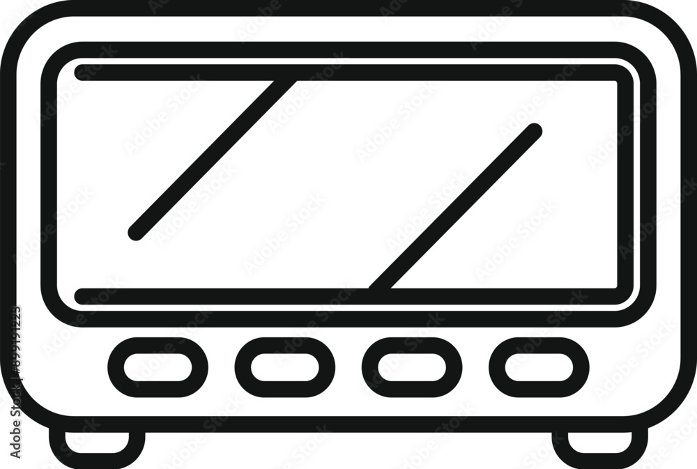 Poster simple line icon of an electric oven with buttons, perfect for representing cooking and baking conce