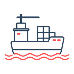 Cargo ship icon. Cargo ship, Ship, Container, Shipment, Cargo, Shipping, Logistics, Transportation, Delivery. Vector icon illustration