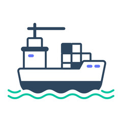 Cargo ship icon. Cargo ship, Ship, Container, Shipment, Cargo, Shipping, Logistics, Transportation, Delivery. Vector icon illustration