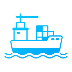 Cargo ship icon. Cargo ship, Ship, Container, Shipment, Cargo, Shipping, Logistics, Transportation, Delivery. Vector icon illustration
