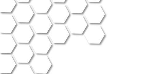 Abstract white background with hexagon and hexagonal background. Luxury white pattern with hexagons. abstract 3d hexagonal background with shadow. 3D futuristic abstract honeycomb mosaic background.