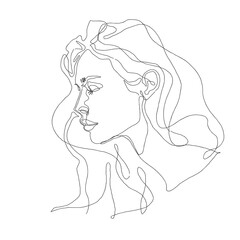 line art drawing of a Beautiful Woman's face.