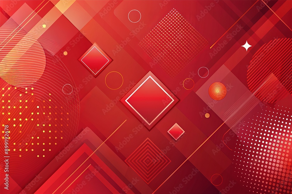 Poster vibrant red vector background with geometric shapes and abstract patterns, ideal for modern powerpoi
