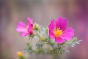 Fototapeta premium Rock rose flower bokeh background, AI Generated