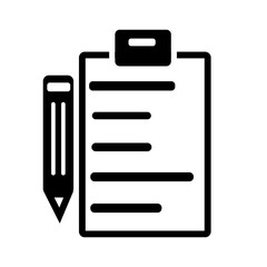 Clipboard icon in flat style with pencil