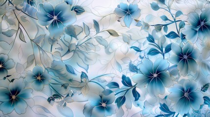 Delicate Blue Flowers with Golden Accents - Floral Wallpaper