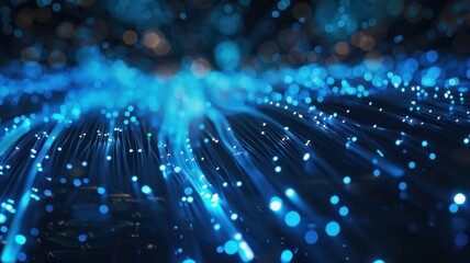 A blue and white image of a light show with many small blue dots