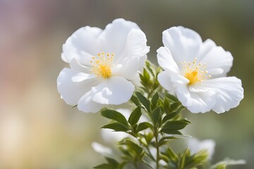 Rock rose flower bokeh background, AI Generated
