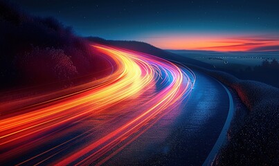 illustration of a speeding light trails on a solid background. generative ai