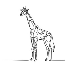 one line continuous giraffe animal vector illustration template design