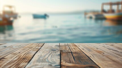 Wooden Planks Overlooking the Calm Sea