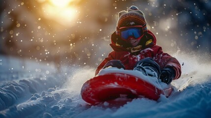 Action in sledging in winter