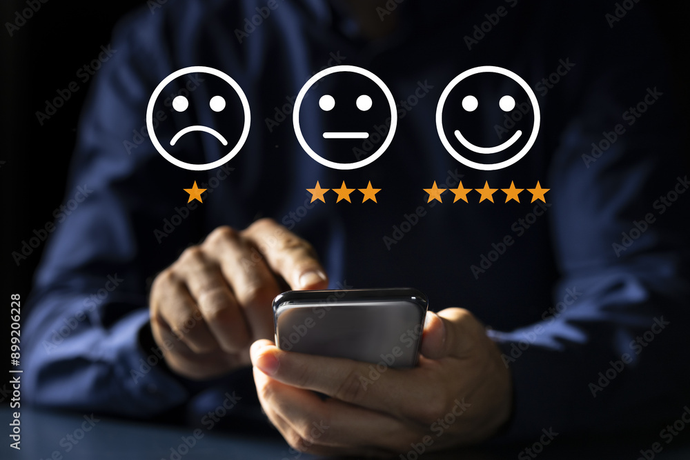 Aufkleber professional caucasian male man using smartphone to review customer data