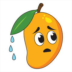 mango fruit groovy cartoon character vector art illustration, Emoji Mango Character Isolated On White Background