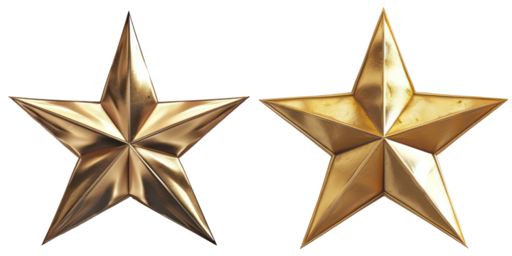 realistic and golden rating star in set of two
