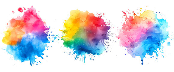 set of colorful paint splatter texture png