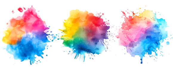 set of colorful paint splatter texture png