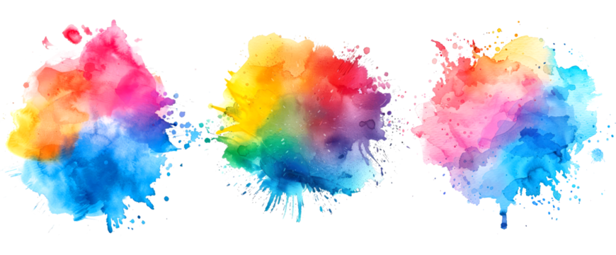 set of colorful paint splatter texture png