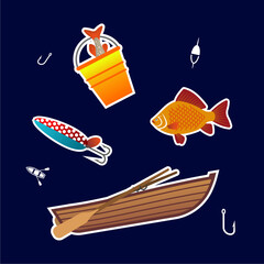 simple fishing equipment vector icon