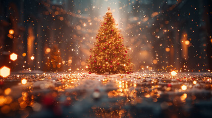 Naklejka premium magic christmas tree photographic, cineastic.generative ai