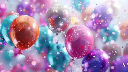 Vibrant with Colorful Sparkling Balloons and