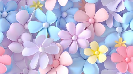 Soft and Dreamy Pastel Floral Background with Delicate Flowers in Bloom