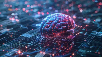 A brain is shown on a computer chip