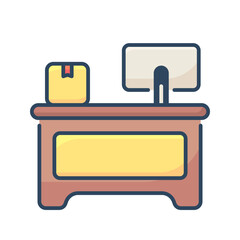 Counter icon. Counter, Delivery, Package, Desk, Postal, Post office, Office, Shipment, Box. Vector icon illustration