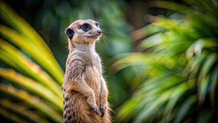 Meerkat standing alert on guard duty, wildlife, animal, alert, vigilant, surveillance, lookout, protection, mammal, nature