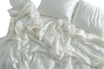 Soft, White Satin Sheets With Pillowcases, a Luxurious Sleep Haven