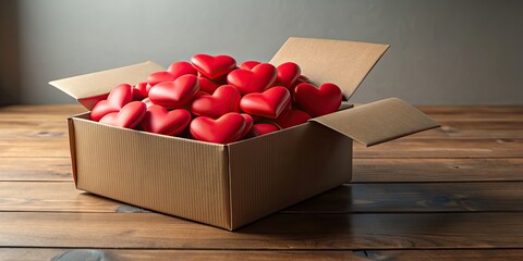 An open box overflowing with heart shapes, symbolizing the spirit of generosity on Giving Tuesday , giving, generosity
