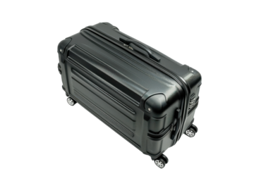 A Black Rolling Suitcase Ready For A Journey