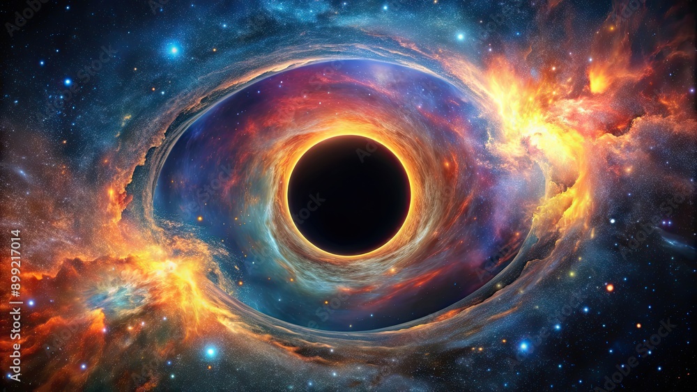 Wall mural a mesmerizing image showing a glimpse of a mysterious black hole in outer space, space, galaxy, univ