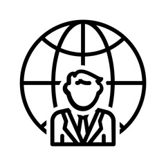 Vector black line icon for Global leadership