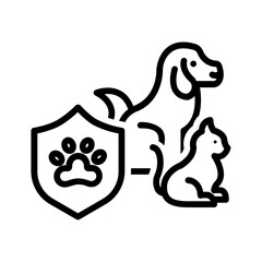 Vector black line icon for Animal welfare