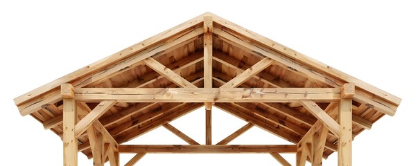 Wooden structure framework isolated on white background Generative Ai
