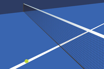 padel tennis court and a ball on the line. Padel background design vector