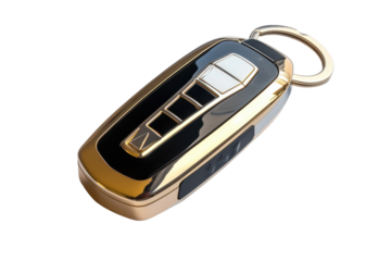 A Gilded Key to Ignition: A Shiny Car Key Fob in a Studio Setting