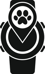 Smart watch is showing location of dog with paw symbol on screen