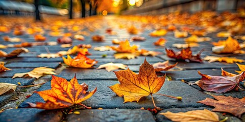 Fallen autumn leaves covering a pavement , autumn, leaves, fallen, orange, brown, texture, ground, nature, seasonal
