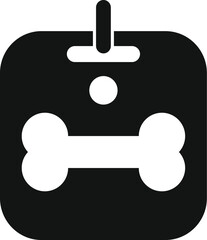 Simple icon of a dog tag with a bone symbol, representing pet identification