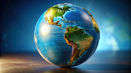 Earth globe  with focus on North America and South America, Earth, globe,, North America, South America, continent, map