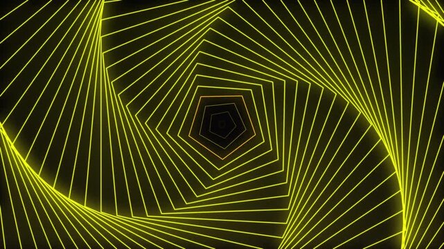 yellow polygon lines, 3D animation with beautiful patterns. abstract