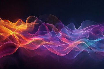 Fototapeta premium Stunning abstract waves of colorful light, creating a mesmerizing flow across a dark background, perfect for modern design projects.
