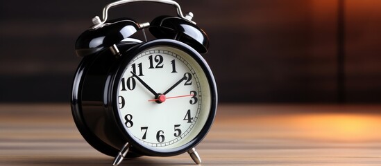 Black Alarm Clock on Wooden Surface