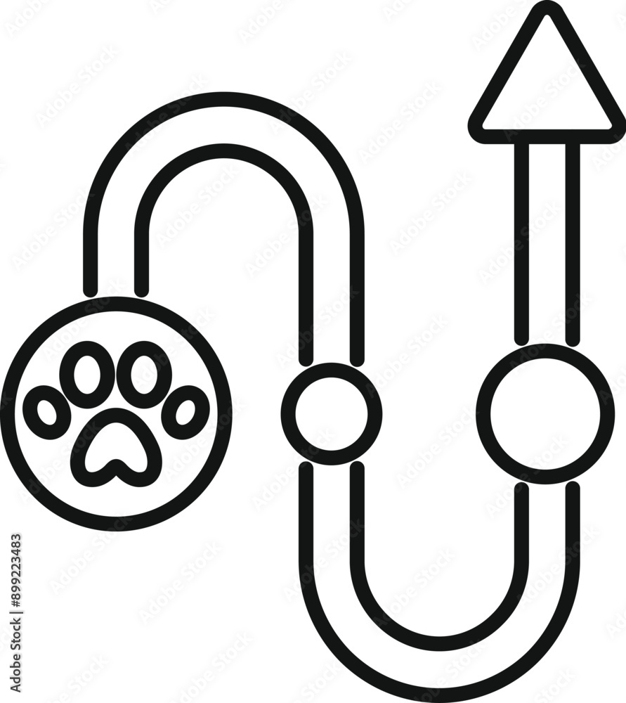 Poster line art minimalist icon of a dog paw print inside a circle, representing a clear path to success