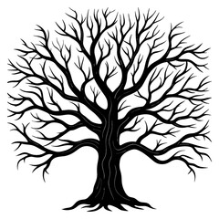 Obraz premium Bare-branched winter trees Silhouette graphic in vector format.