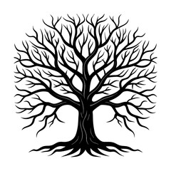 Obraz premium Bare-branched winter trees Silhouette graphic in vector format.