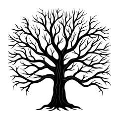 Bare-branched winter trees Silhouette graphic in vector format.